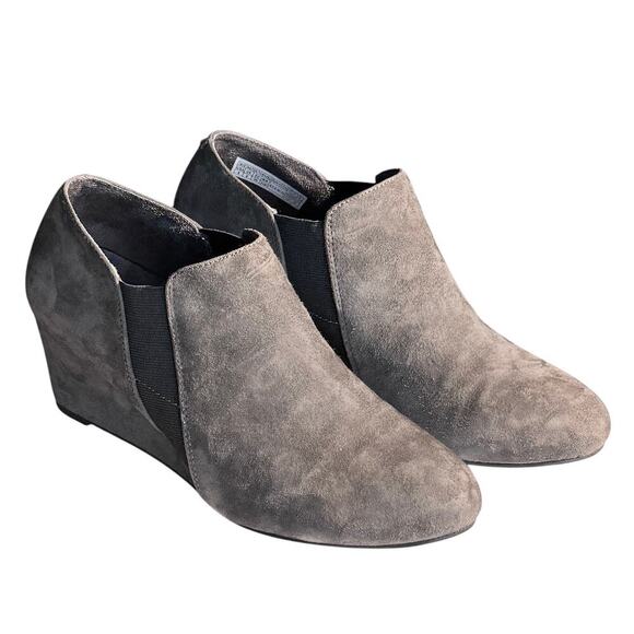 Vionic Elevated Stanton Wedge Suede Ankle Boot Shoe Gray Size 8 Comfort - Picture 1 of 9